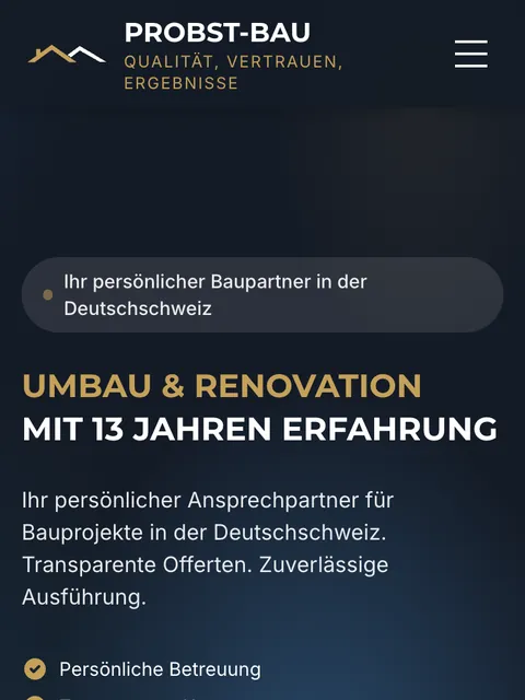 probst-bau.ch auf dem Smartphone