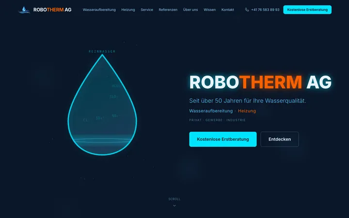 Startseite von robotherm.ch auf dem Desktop