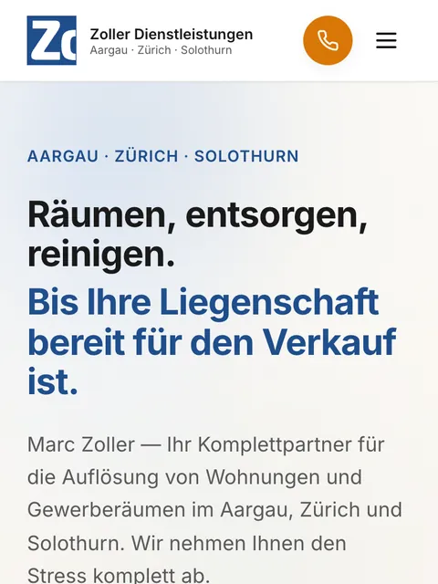 zoller-dienstleistungen.ch auf dem Smartphone